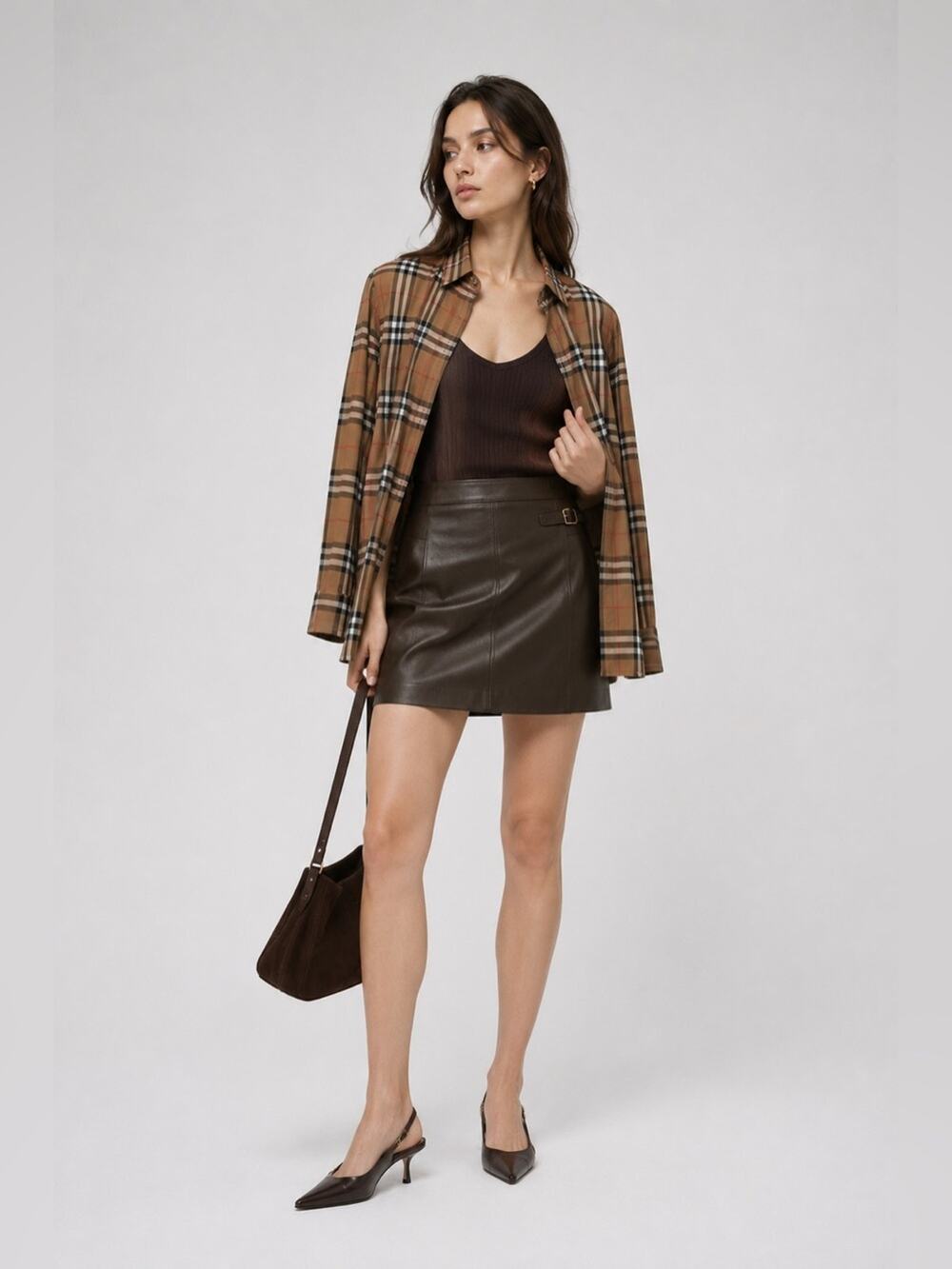 Burberry Tan Check Cotton Button Down Shirt 4